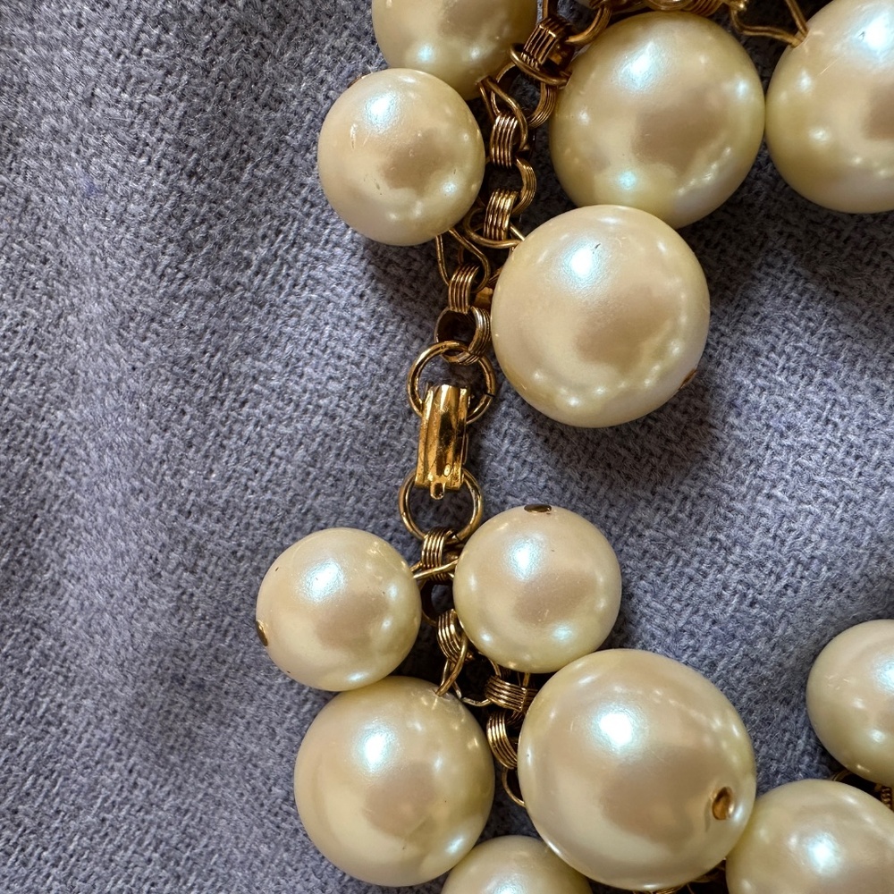 Vintage Costume Pearl Large Chunky Bauble Necklace 15” Class and Elegance - Picture 7 of 8